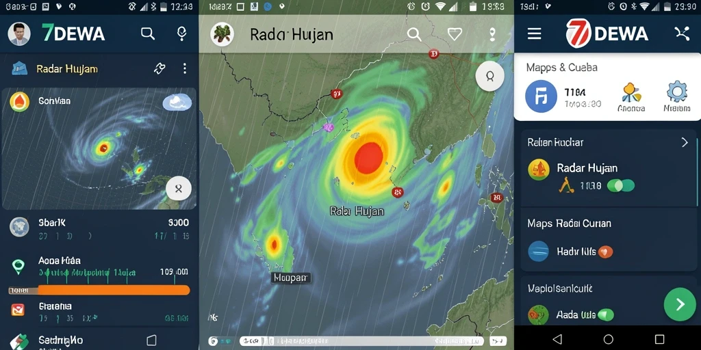 Antarmuka pengguna 7DEWA dengan fitur Radar Hujan yang informatif.
