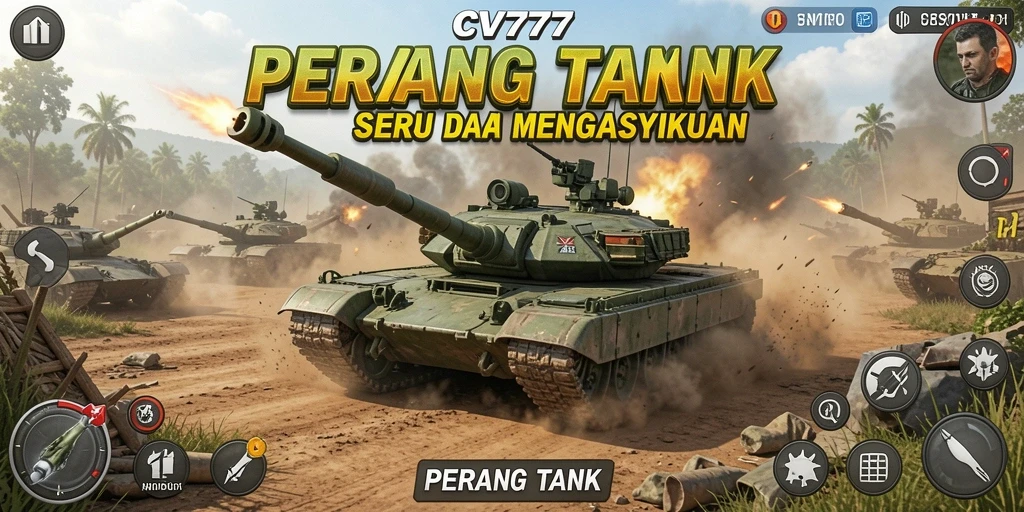 Tampilan antarmuka game Perang Tank CV777 yang dinamis dan menarik.