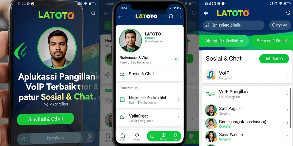 Antarmuka LATOTO yang simpel dan menarik untuk panggilan VoIP.