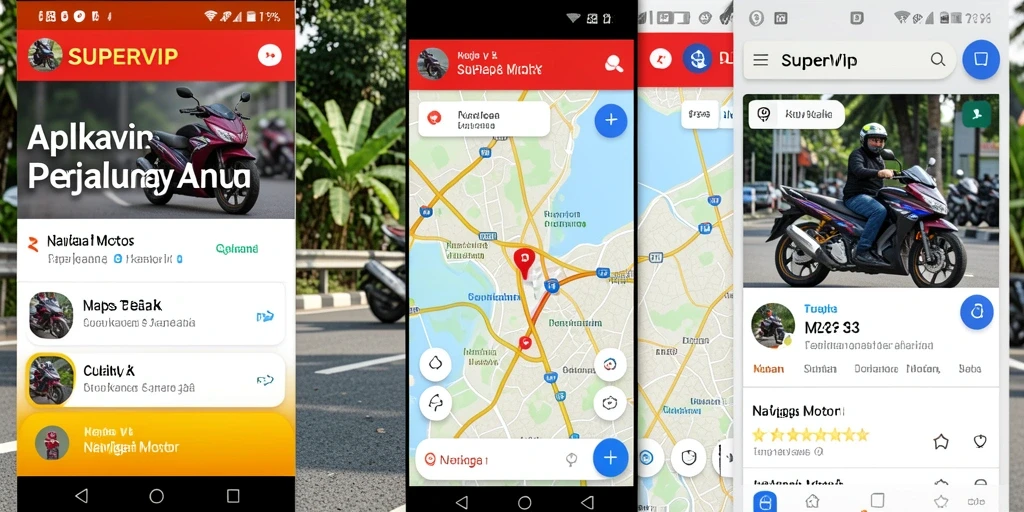 Antarmuka aplikasi SUPERVIP untuk navigasi motor yang intuitif.