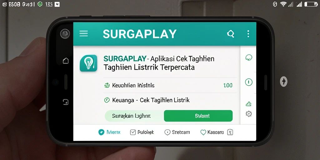 Tampilan antarmuka SURGAPLAY yang sederhana dan informatif untuk cek tagihan listrik.