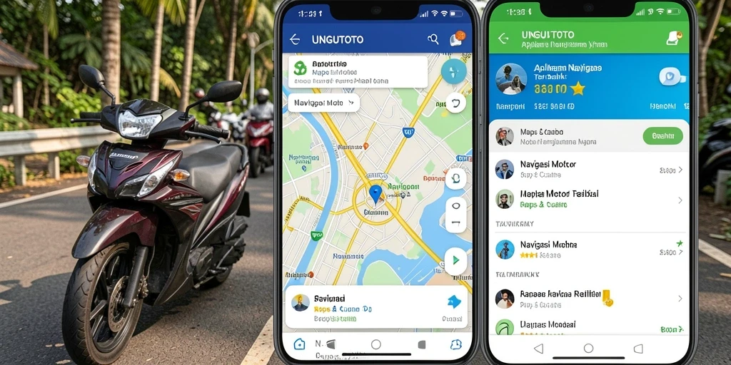 Tampilan antarmuka aplikasi Navigasi Motor UNGUTOTO yang intuitif.